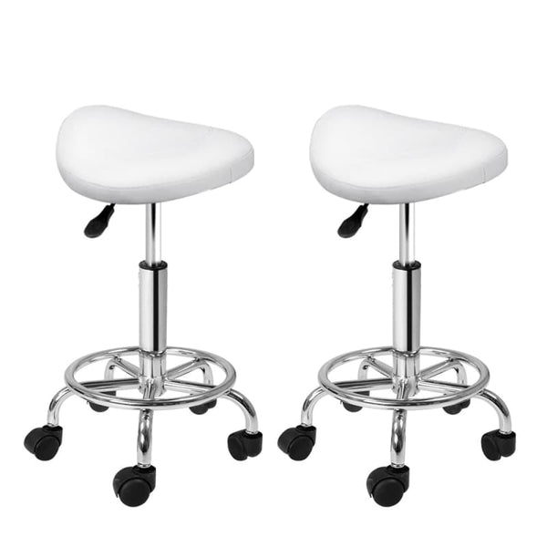 ARTISS 2X SADDLE SALON STOOL SWIVEL BARBER HAIR DRESS CHAIR