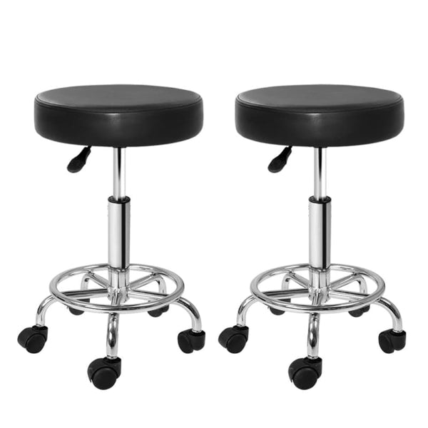 ARTISS 2X SALON STOOL ROUND SWIVEL BARBER HAIR BAR STOOLS