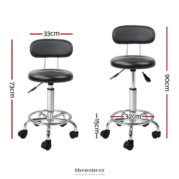 ARTISS 2X SALON STOOL SWIVEL BACKREST CHAIR BARBER