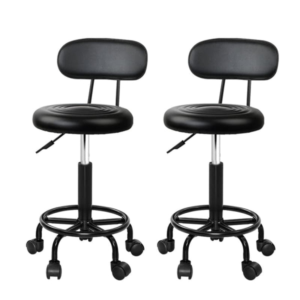 ARTISS 2X SALON STOOL SWIVEL BACKREST CHAIR BARBER