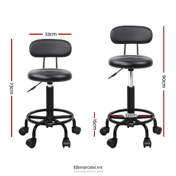 ARTISS 2X SALON STOOL SWIVEL BACKREST CHAIR BARBER