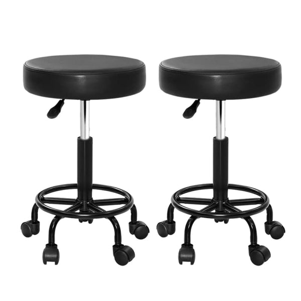 ARTISS 2X SALON STOOL SWIVEL ROUND BARBER HAIR BAR STOOLS