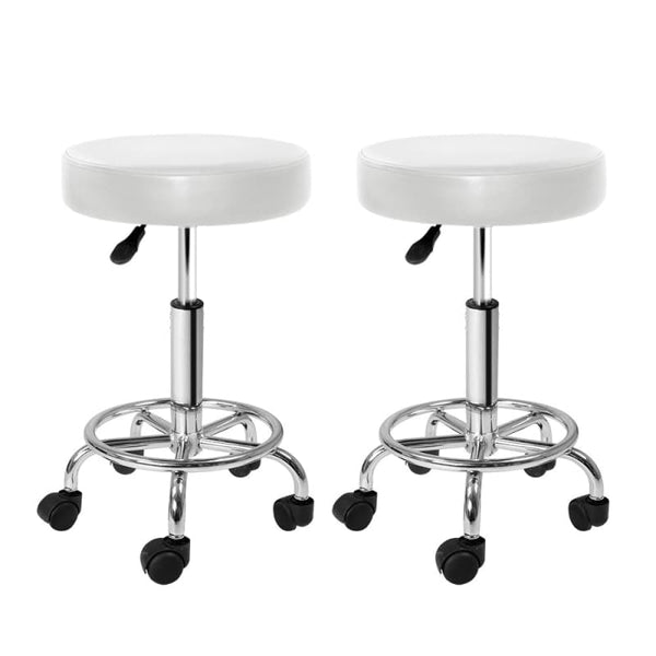 ARTISS 2X SALON STOOL SWIVEL ROUND BARBER HAIR BAR STOOLS