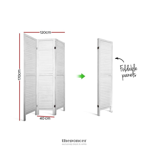 ARTISS 3 PANEL ROOM DIVIDER SCREEN 120X170CM LOUVER WHITE