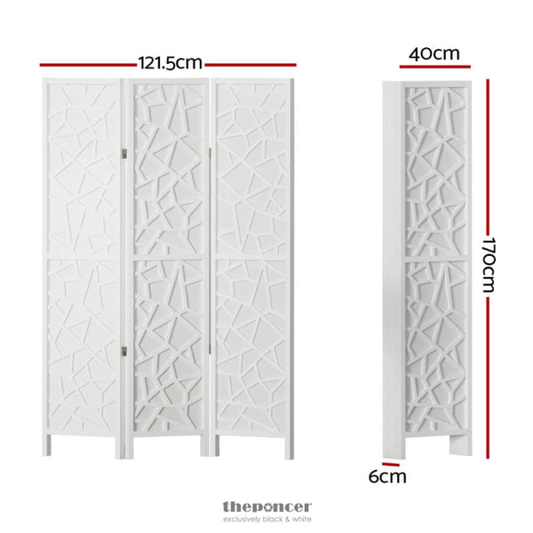 ARTISS 3 PANEL ROOM DIVIDER SCREEN 122X170CM CLOVER WHITE