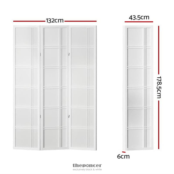 ARTISS 3 PANEL ROOM DIVIDER SCREEN 132X179CM NOVA WHITE