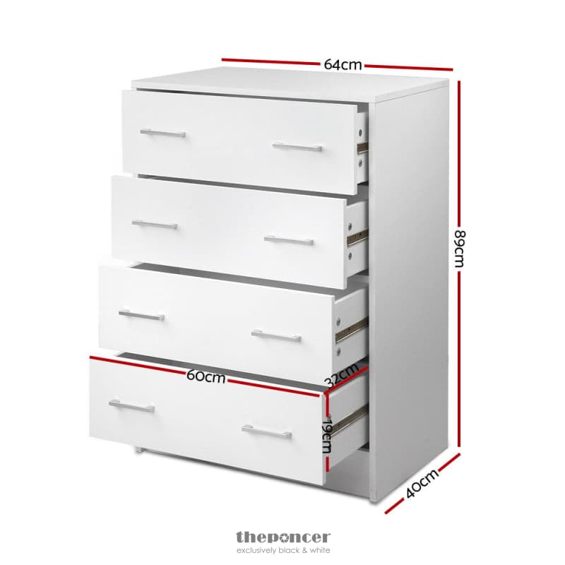 ARTISS 4 CHEST OF DRAWERS - ANDES WHITE