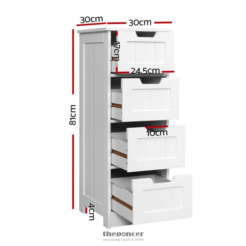 ARTISS 4 CHEST OF DRAWERS - LEESA WHITE