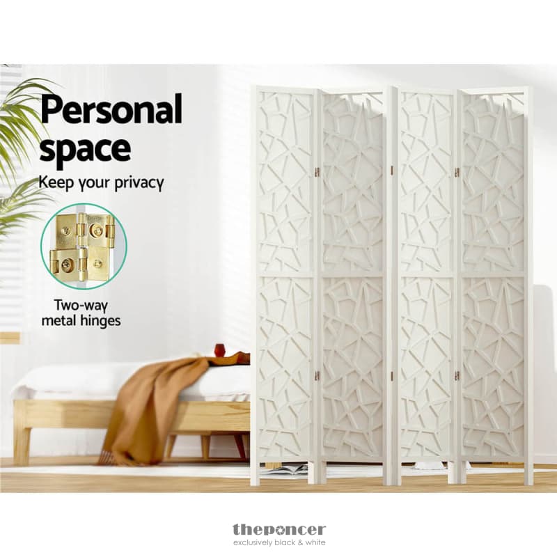 ARTISS 4 PANEL ROOM DIVIDER SCREEN 162X170CM CLOVER WHITE