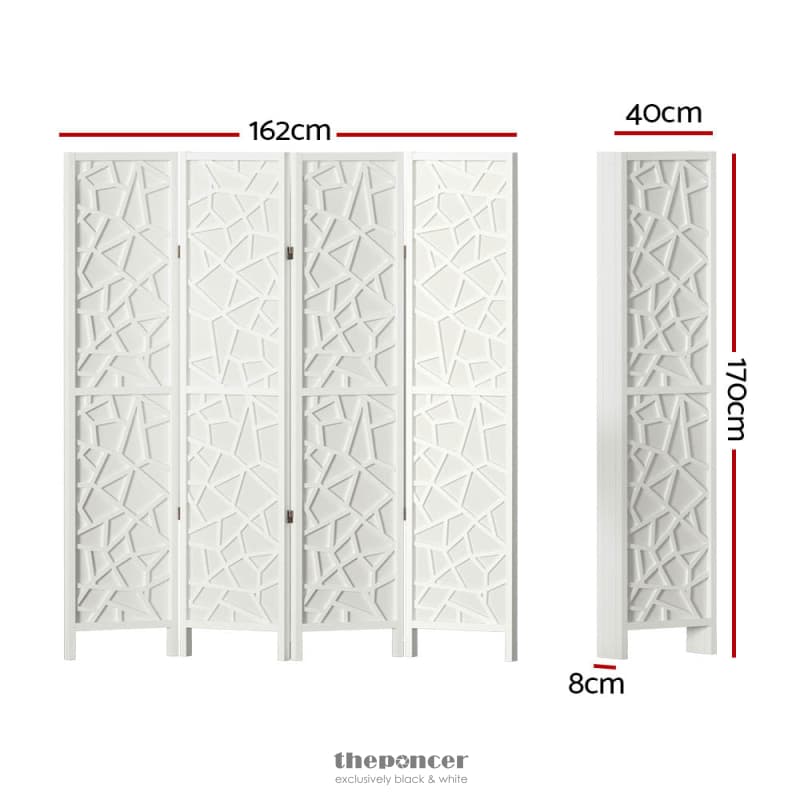 ARTISS 4 PANEL ROOM DIVIDER SCREEN 162X170CM CLOVER WHITE