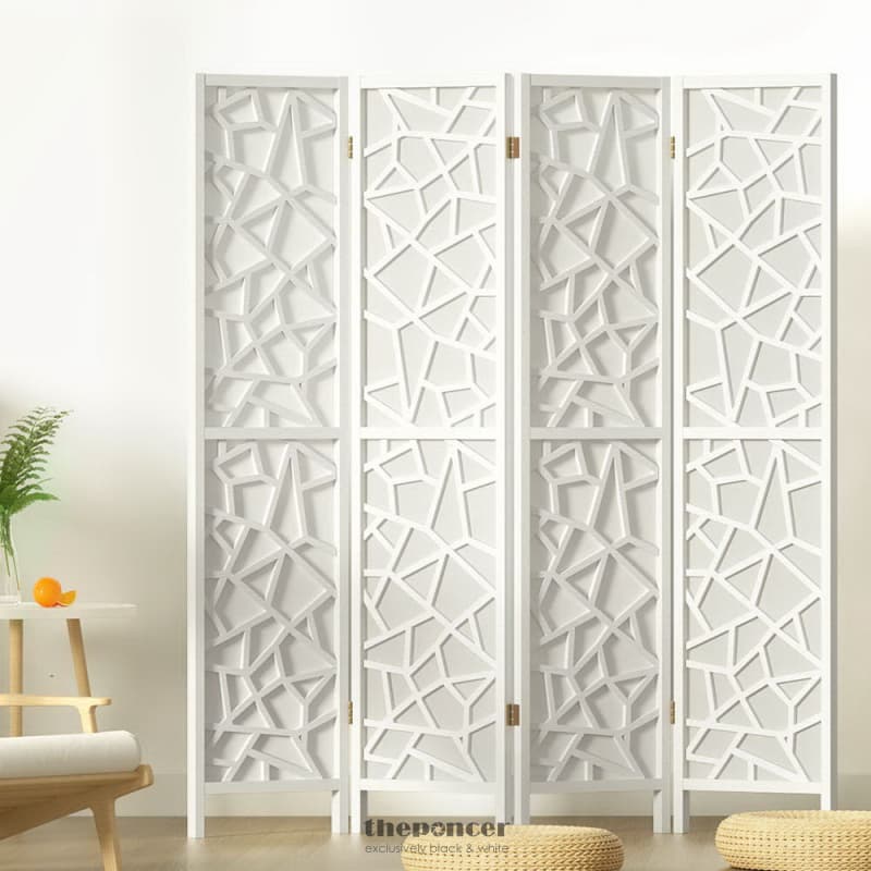 ARTISS 4 PANEL ROOM DIVIDER SCREEN 162X170CM CLOVER WHITE