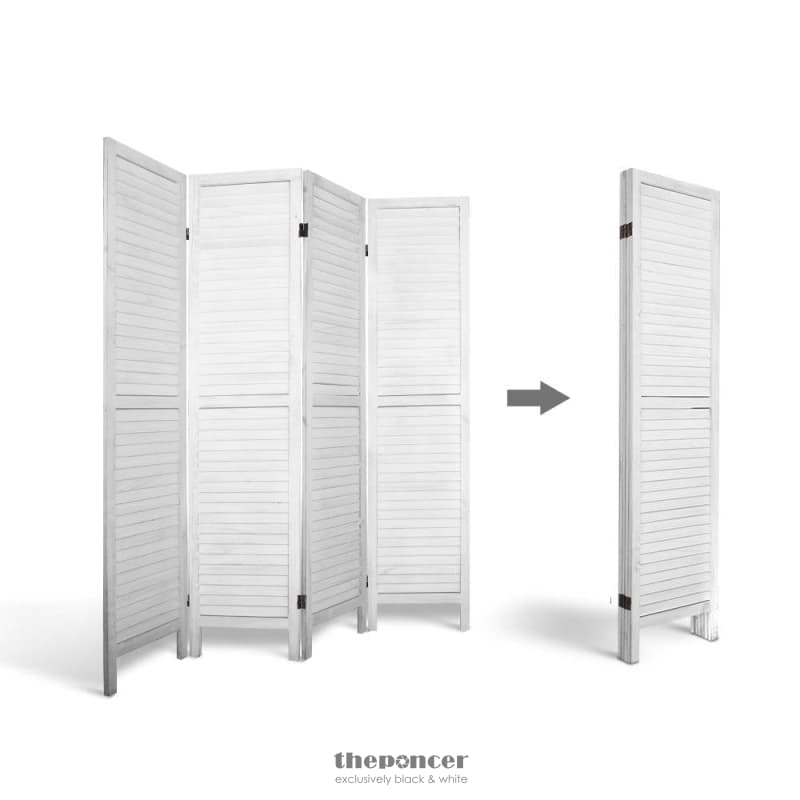 ARTISS 4 PANEL ROOM DIVIDER SCREEN 163X170CM LOUVER WHITE