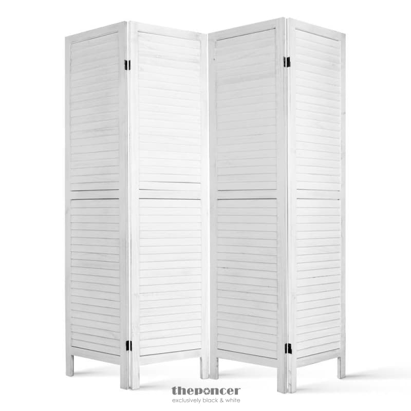 ARTISS 4 PANEL ROOM DIVIDER SCREEN 163X170CM LOUVER WHITE