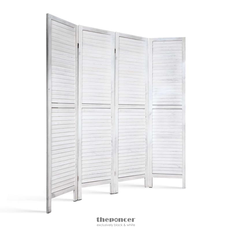 ARTISS 4 PANEL ROOM DIVIDER SCREEN 163X170CM LOUVER WHITE