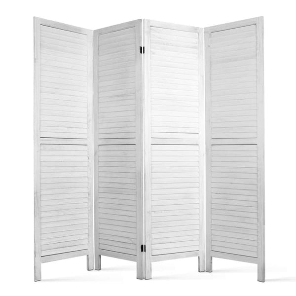 ARTISS 4 PANEL ROOM DIVIDER SCREEN 163X170CM LOUVER WHITE