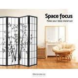 ARTISS 4 PANEL ROOM DIVIDER SCREEN 174X179CM BAMBOO BLACK
