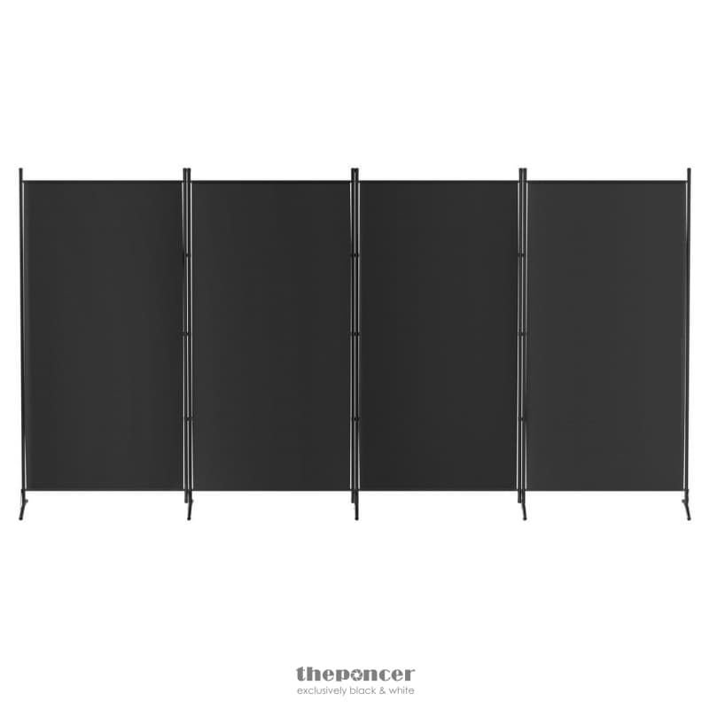 ARTISS 4 PANEL ROOM DIVIDER SCREEN 345X180CM FABRIC BLACK