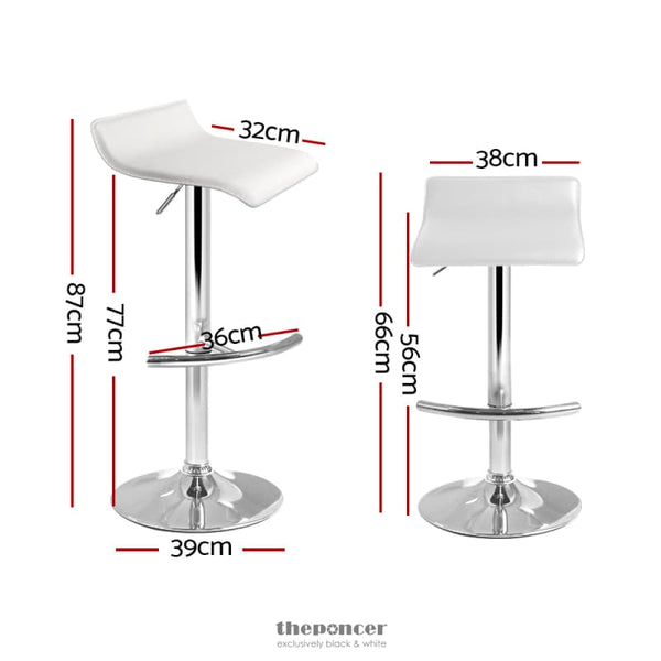 ARTISS 4X BAR STOOLS ADJUSTABLE GAS LIFT CHAIRS WHITE