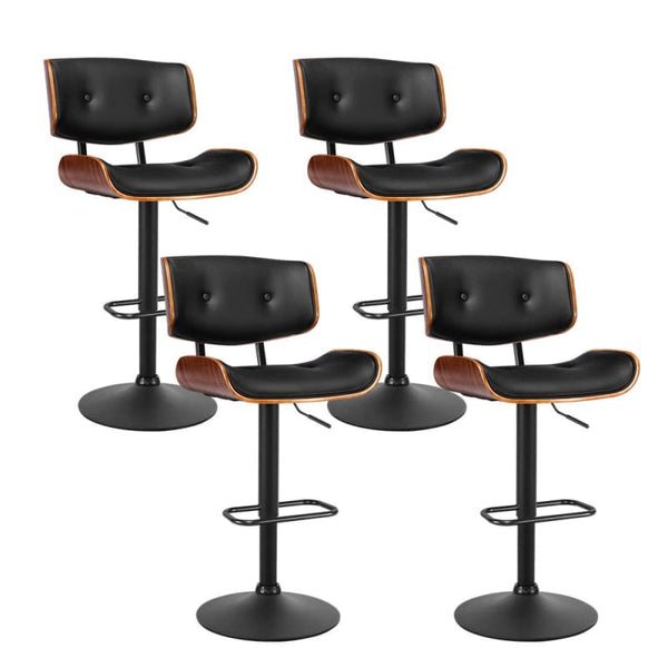 ARTISS 4X BAR STOOLS GAS LIFT LEATHER ALL BLACK