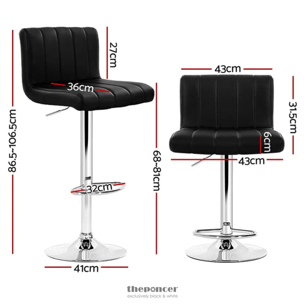 ARTISS 4X BAR STOOLS GAS LIFT LEATHER BLACK