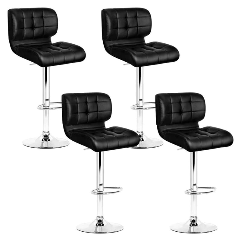 ARTISS 4X BAR STOOLS GAS LIFT LEATHER PADDED BLACK