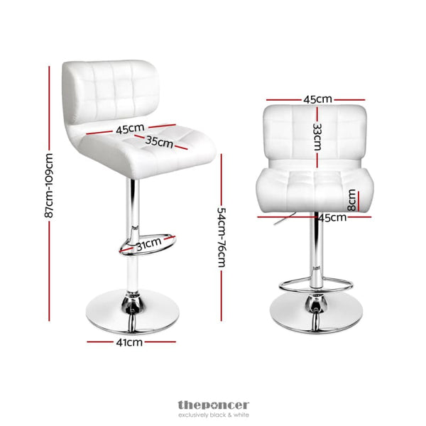 ARTISS 4X BAR STOOLS GAS LIFT LEATHER PADDED WHITE