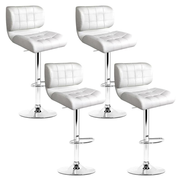 ARTISS 4X BAR STOOLS GAS LIFT LEATHER PADDED WHITE