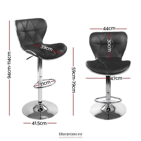 ARTISS 4X BAR STOOLS GAS LIFT LEATHER SEAT BLACK
