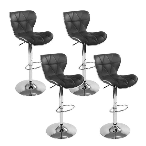 ARTISS 4X BAR STOOLS GAS LIFT LEATHER SEAT BLACK
