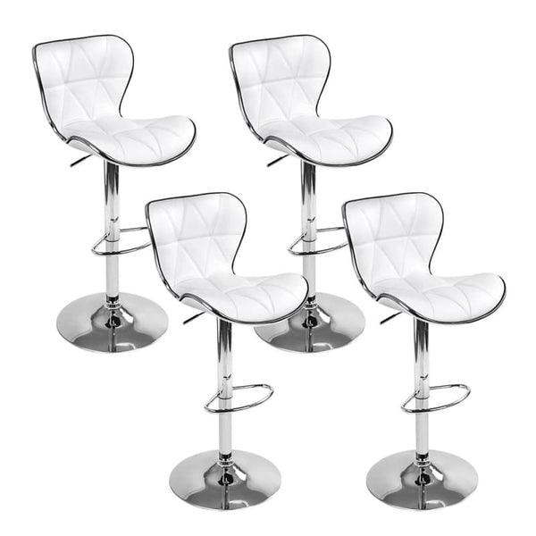 ARTISS 4X BAR STOOLS GAS LIFT LEATHER SEAT WHITE