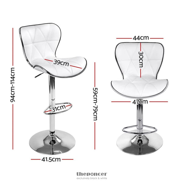 ARTISS 4X BAR STOOLS GAS LIFT LEATHER SEAT WHITE