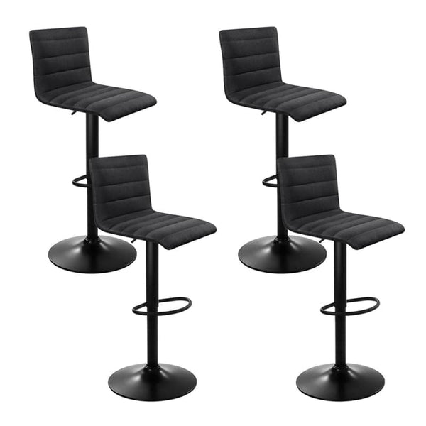 ARTISS 4X BAR STOOLS GAS LIFT LINEN FABRIC BLACK