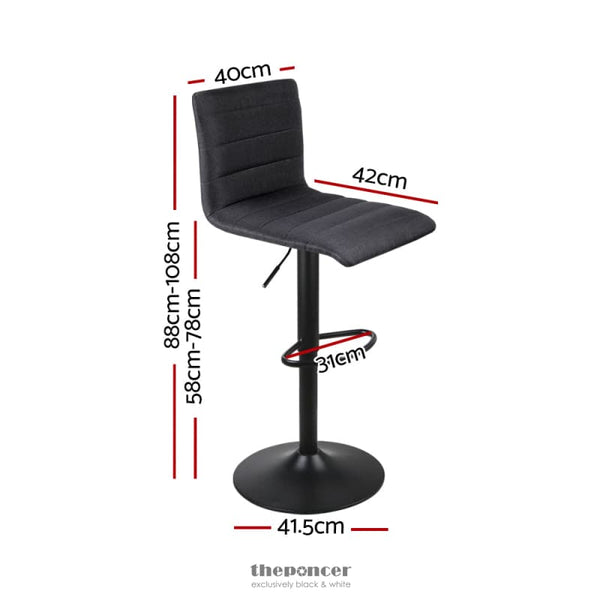 ARTISS 4X BAR STOOLS GAS LIFT LINEN FABRIC BLACK