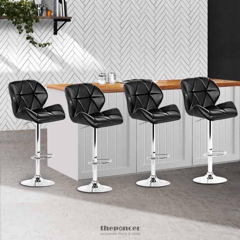 ARTISS 4X BAR STOOLS GAS LIFT PADDED LEATHER BLACK