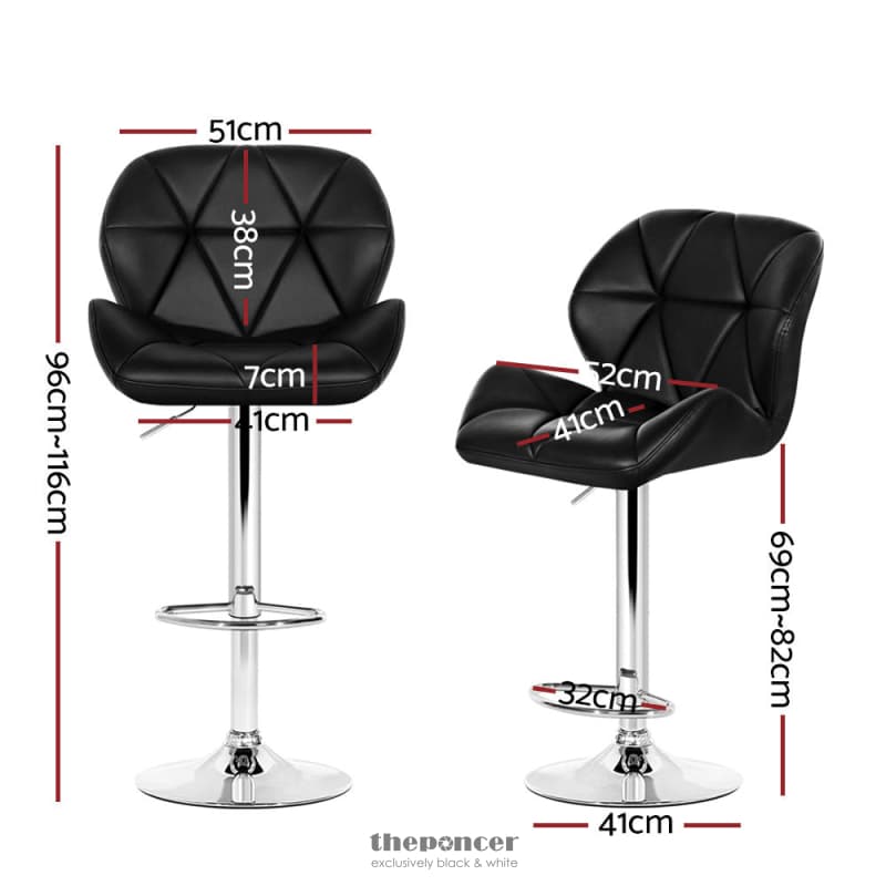 ARTISS 4X BAR STOOLS GAS LIFT PADDED LEATHER BLACK