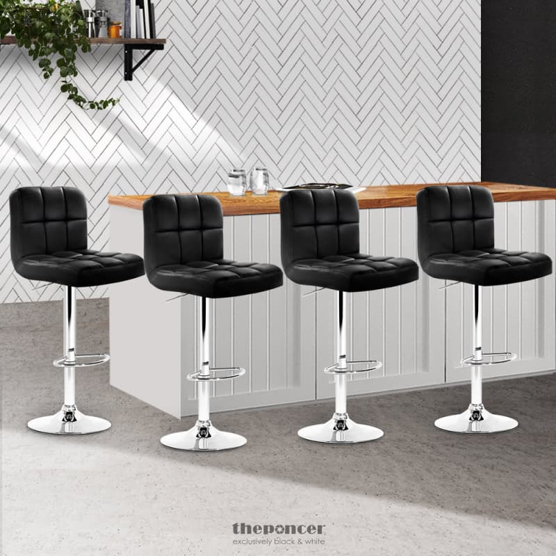 ARTISS 4X BAR STOOLS LEATHER GAS LIFT BLACK