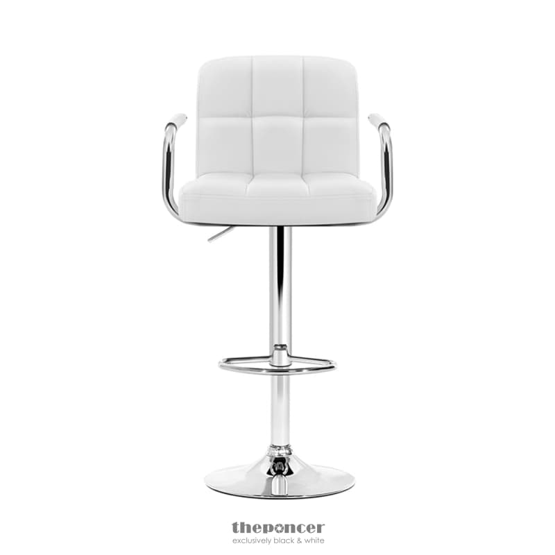 ARTISS 4X BAR STOOLS LEATHER GAS LIFT W/ARMREST WHITE