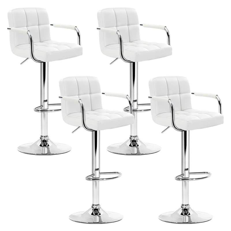 ARTISS 4X BAR STOOLS LEATHER GAS LIFT W/ARMREST WHITE