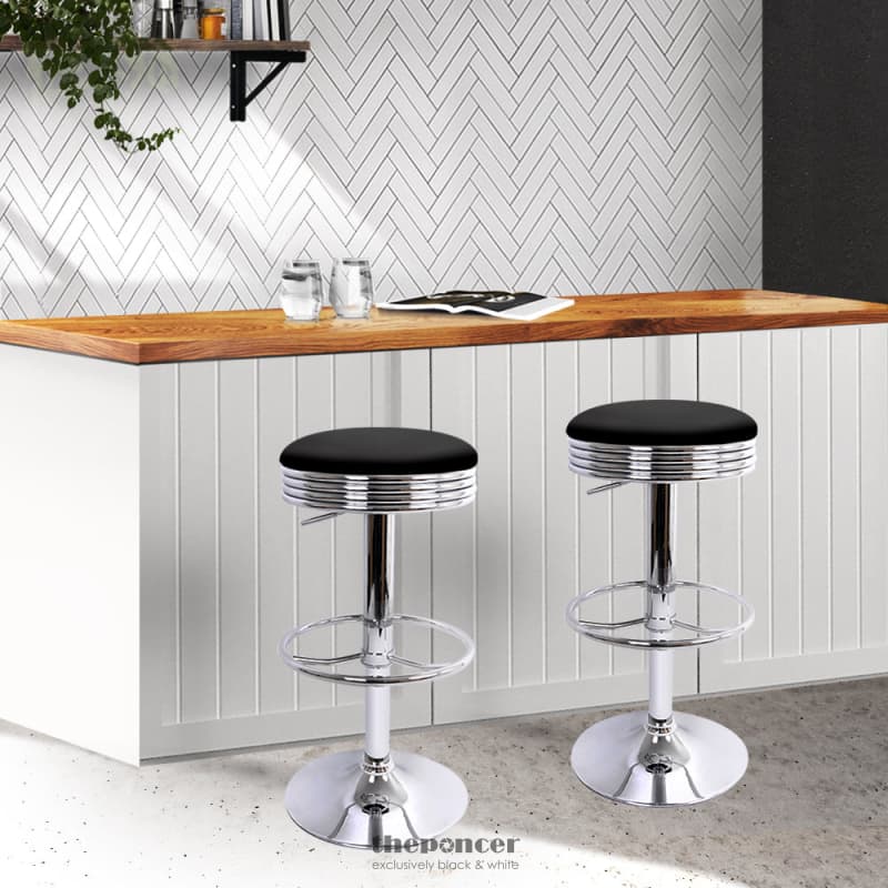 ARTISS 4X BAR STOOLS LEATHER PADDED GAS LIFT SILVER