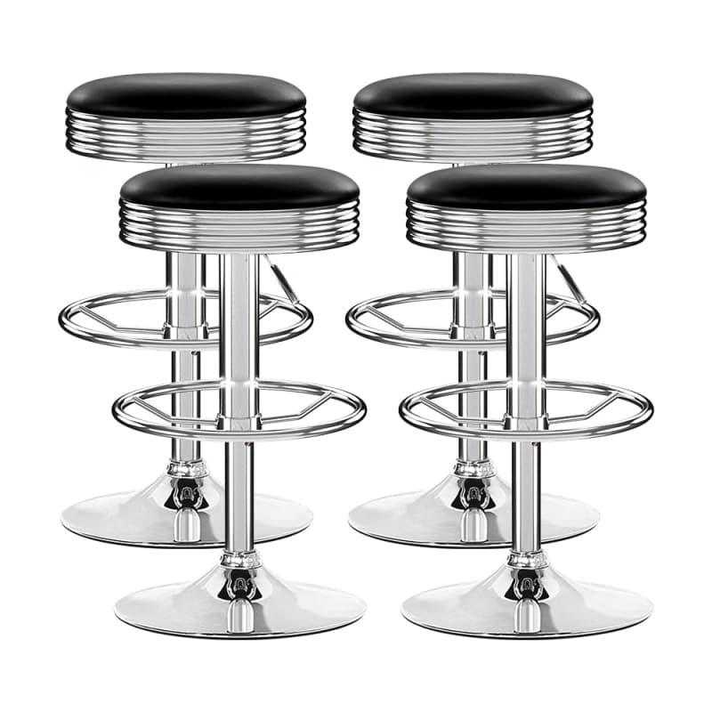 ARTISS 4X BAR STOOLS LEATHER PADDED GAS LIFT SILVER