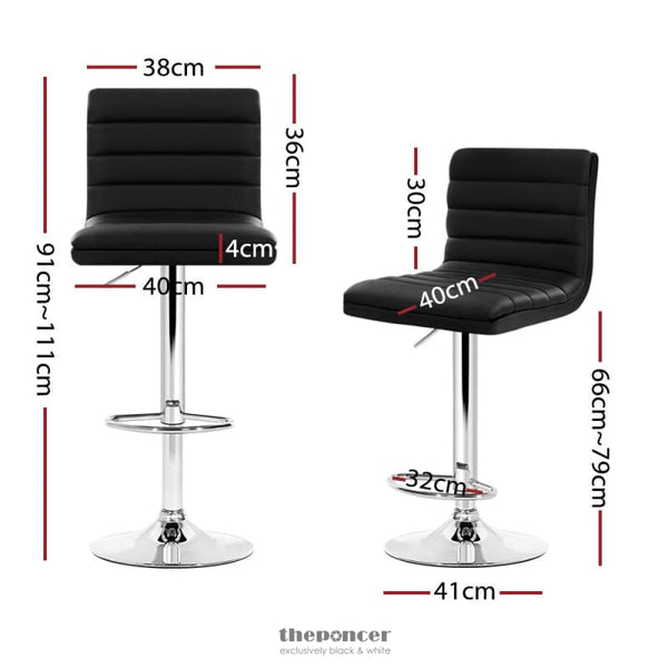 ARTISS 4X BAR STOOLS PADDED LEATHER GAS LIFT BLACK
