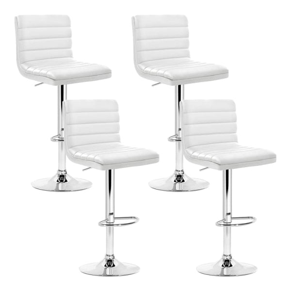 ARTISS 4X BAR STOOLS PADDED LEATHER GAS LIFT WHITE