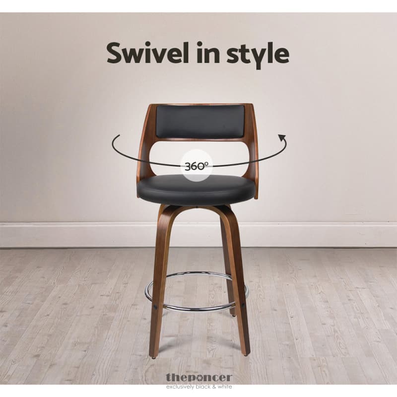 ARTISS 4X BAR STOOLS SWIVEL LEATHER CHAIR 76CM