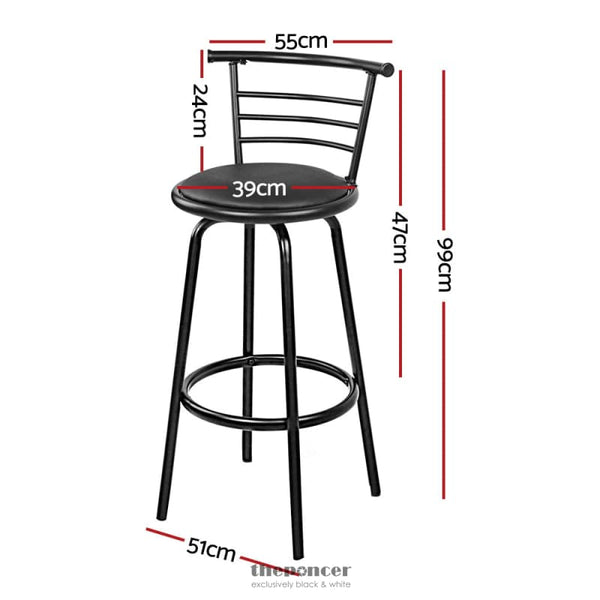 ARTISS 4X BAR STOOLS SWIVEL LEATHER PADDED METAL