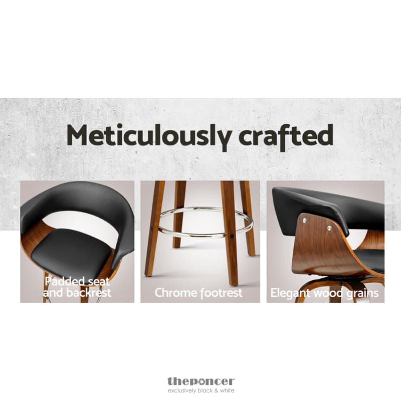 ARTISS 4X BAR STOOLS SWIVEL PU SEAT WOODEN