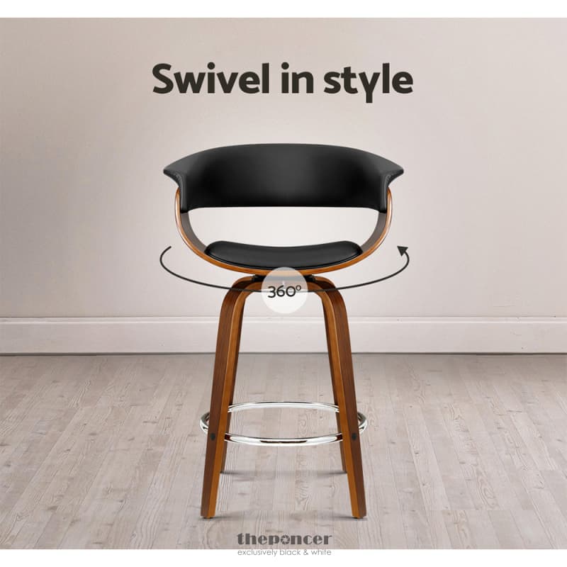 ARTISS 4X BAR STOOLS SWIVEL PU SEAT WOODEN