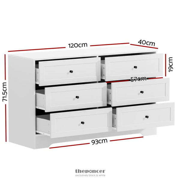 ARTISS 6 CHEST OF DRAWERS - LEIF WHITE