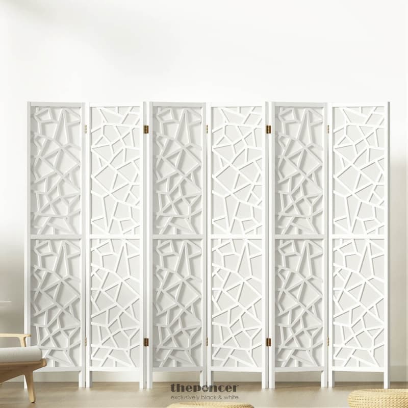 ARTISS 6 PANEL ROOM DIVIDER SCREEN 244X170CM CLOVER WHITE