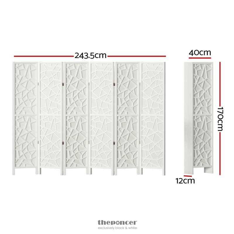 ARTISS 6 PANEL ROOM DIVIDER SCREEN 244X170CM CLOVER WHITE