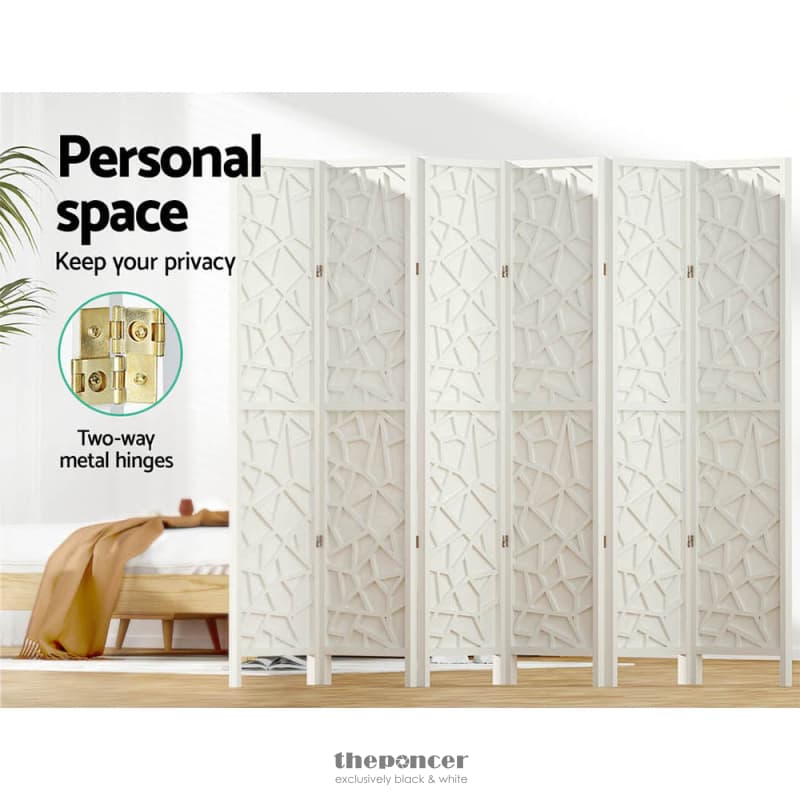 ARTISS 6 PANEL ROOM DIVIDER SCREEN 244X170CM CLOVER WHITE